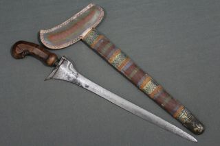 A keris (kris kriss) dagger with an unusual painted scabbard - Probably mid 20th 2