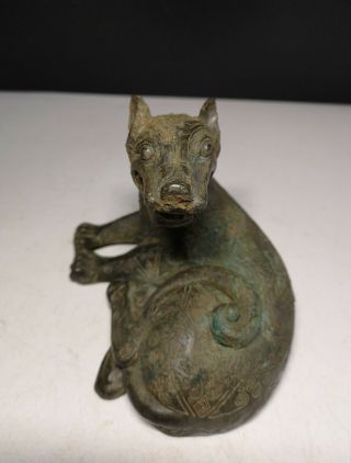 Chinese Bronze seated tiger statues Geometry vein tiger statues 2