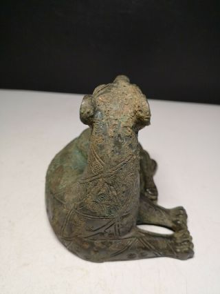 Chinese Bronze seated tiger statues Geometry vein tiger statues 4
