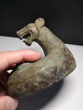 Chinese Bronze seated tiger statues Geometry vein tiger statues 8