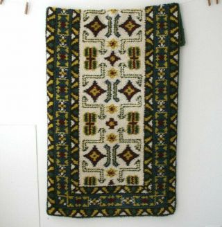 Turkish Vintage Rug Wool Turkish Hand Knotted Kilim Tapis Green 36 X 69 Inches