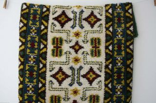 Turkish Vintage Rug Wool Turkish Hand Knotted Kilim Tapis Green 36 x 69 inches 5
