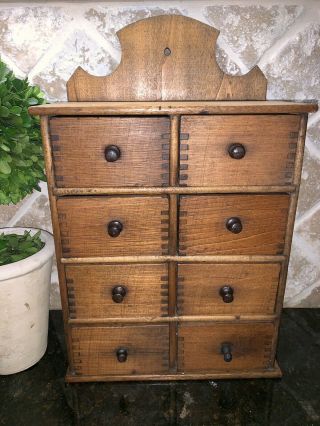 Antique 8 Drawer Spice Cabinet/box/cupboard/chest / Great Patina