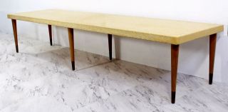 Mid Century Modern Paul Frankl Long Low Cork Wood Brass Coffee Table Or Bench