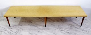 Mid Century Modern Paul Frankl Long Low Cork Wood Brass Coffee Table Or Bench 3