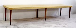 Mid Century Modern Paul Frankl Long Low Cork Wood Brass Coffee Table Or Bench 4