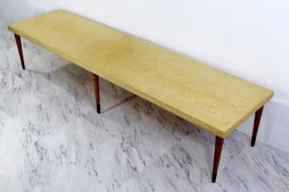 Mid Century Modern Paul Frankl Long Low Cork Wood Brass Coffee Table Or Bench 6
