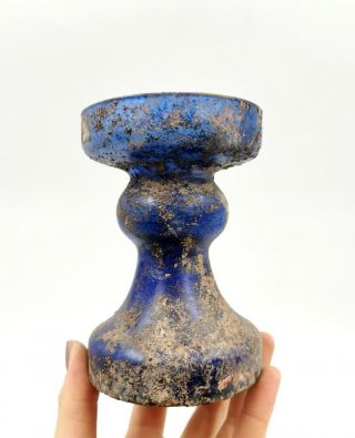 Roman Ca.  100 Ad Cobalt Blue Glass Jar - Intact R261