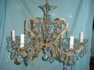 Vintage 6 Arm All Crystal Chandelier Ceiling Light Glass 25x15