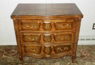 Henredon Villandry 3 Drawer Walnut Commode Chest Louis Xv Country French Style