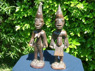 Antique Yoruba Ibeti Tribal Art Twin Figures Statues
