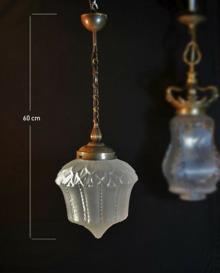 Czechoslovakian Antique 1920s Art Nouveau Bohemian Glass Lantern Light