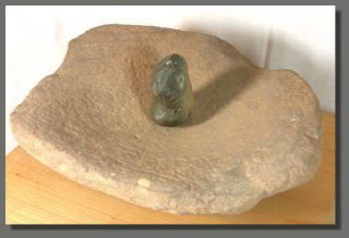 SEMI ROUND GRINDING STONE,  22cm/8inches,  NEOLITHIC,  SAHARA,  5000 years 3
