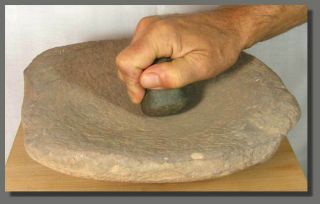 SEMI ROUND GRINDING STONE,  22cm/8inches,  NEOLITHIC,  SAHARA,  5000 years 4