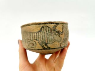 Indus Valley Ca.  2200 Ad Terracotta Vessel W/ Zebu Bull And Lion - R257