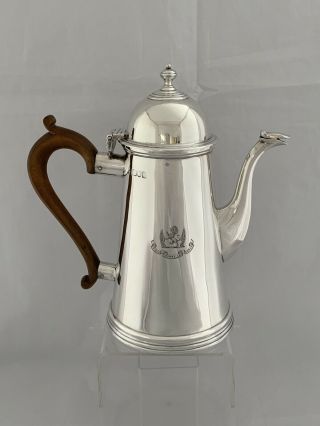 Edwardian Silver Crested Coffee Pot 1902 London Charles Stuart Harris Sterling