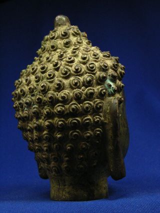 Antique Chinese Bronze Buddha Head Great Patina 4