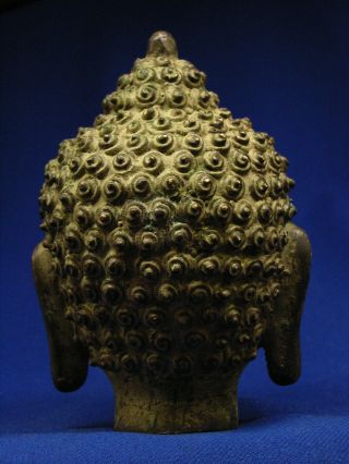 Antique Chinese Bronze Buddha Head Great Patina 5