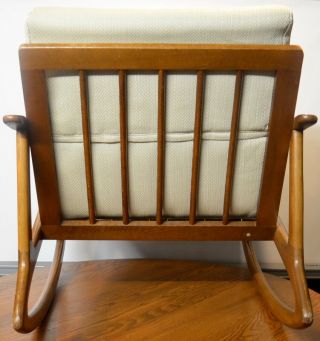 Vintage Mid - Century Danish Solid Wood Rocking Chair with Removable Cushion 8
