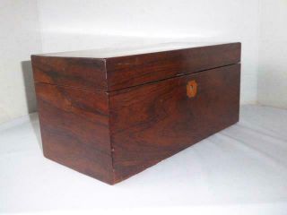 ANTIQUE 19th CENTURY ENGLISH MAHOGANY WOOD TEA CADDY FITTED COMPARTMENTS & BOWL 5