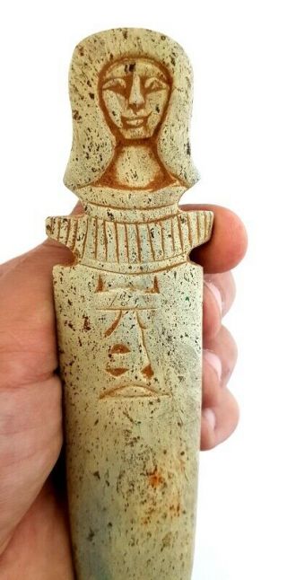 Rare Egyptian Antiques Dagger Topped W/T Ushabti Figurine & Hieroglyphics Knife 2