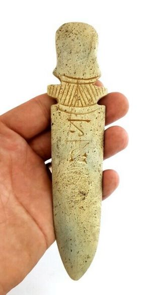 Rare Egyptian Antiques Dagger Topped W/T Ushabti Figurine & Hieroglyphics Knife 5