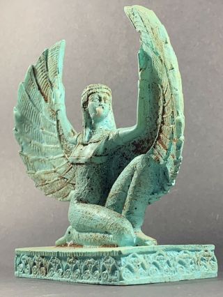 VERY RARE ANCIENT EGYPTIAN FAIENCE WINGED GODDESS ISIS STATUE CIRCA 770 - 332 BCE 10