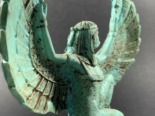 VERY RARE ANCIENT EGYPTIAN FAIENCE WINGED GODDESS ISIS STATUE CIRCA 770 - 332 BCE 3