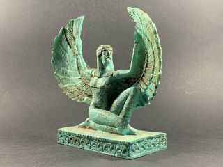 VERY RARE ANCIENT EGYPTIAN FAIENCE WINGED GODDESS ISIS STATUE CIRCA 770 - 332 BCE 4