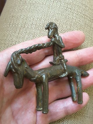 Rare Antique African Senoufo? Lobi? Bronze Not Akan Gold Weight Horse Rider
