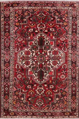 6x10 Geometric Bakhtiari Persian Oriental Area Rug Vintage Hand - Knotted Wool RED 2