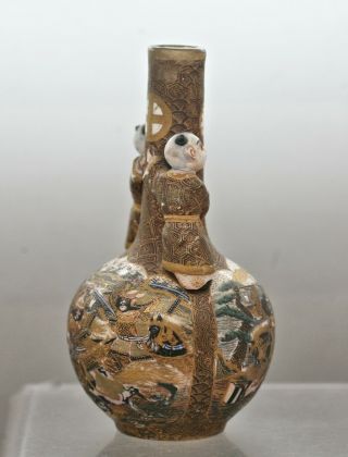 Very Rare Exquisite Antique Japanese Satsuma Gold Brocade Ceramic Vase c1820s 3