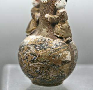 Very Rare Exquisite Antique Japanese Satsuma Gold Brocade Ceramic Vase c1820s 7