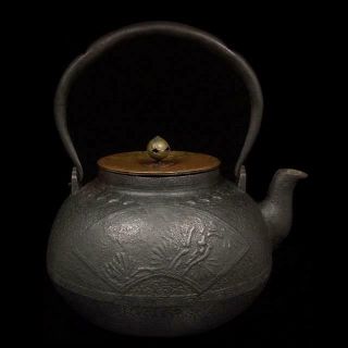 Tetsubin Teapot Tea Kattle Japanese Antique Iron Japan T551