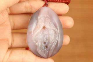Big Only One Antique Natural Old Jade Stone Door Of Life Statue Netsuke Pendant
