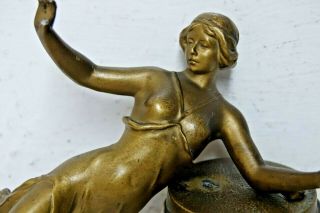 & STYLISH ART DECO LADY FIGURE ON ONYX STAND - RARE L@@K 6