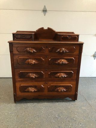 Antique Walnut 4 Drawer Dresser With Handkerchief Boxes