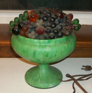 Czech Czechoslovakia Lamp Fruit Basket - Fruit Glass Art Shade Circa 1930s