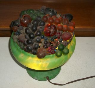 Czech Czechoslovakia Lamp Fruit Basket - Fruit Glass Art Shade Circa 1930s 3