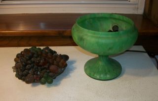 Czech Czechoslovakia Lamp Fruit Basket - Fruit Glass Art Shade Circa 1930s 6