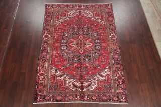 Vintage 6x9 Geometric Heriz Serapi Persian Area Rug Oriental Hand - Knotted Wool 2