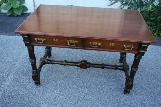 Antique 19th C.  Victorian Eastlake Solid Cherry Table,  Desk,  With Two Drawers