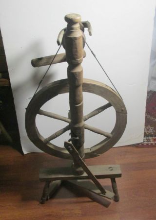 Antique 19c Vertical Spinning Flax Gossip Wheel 18 " Wooden Pegs