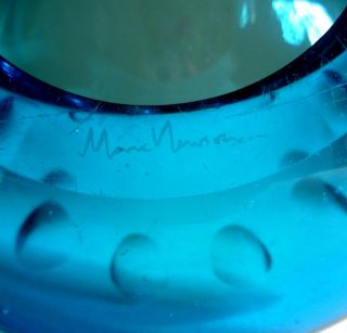 MARC NEWSON Designer Blue Glass Urchin ASHTRAY.  1995 Signed 3