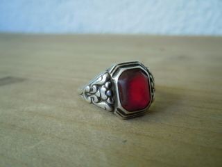 Faberge Design Russian Imperial 84 Silver Ring With Real Ruby
