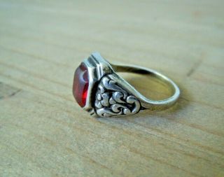 FABERGE design RUSSIAN imperial 84 Silver RING with real RUBY 2