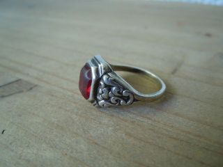 FABERGE design RUSSIAN imperial 84 Silver RING with real RUBY 6