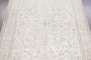 Geometric Light Color Ivory Silver Persian Low Pile Oriental Distressed Rug 8x11 3