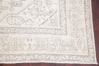 Geometric Light Color Ivory Silver Persian Low Pile Oriental Distressed Rug 8x11 6