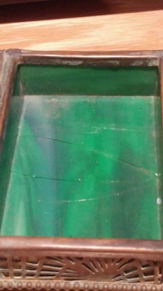 Antique TIFFANY STUDIOS Pine Needle Bronze Favrille Glass Trinket/Coin Box 5